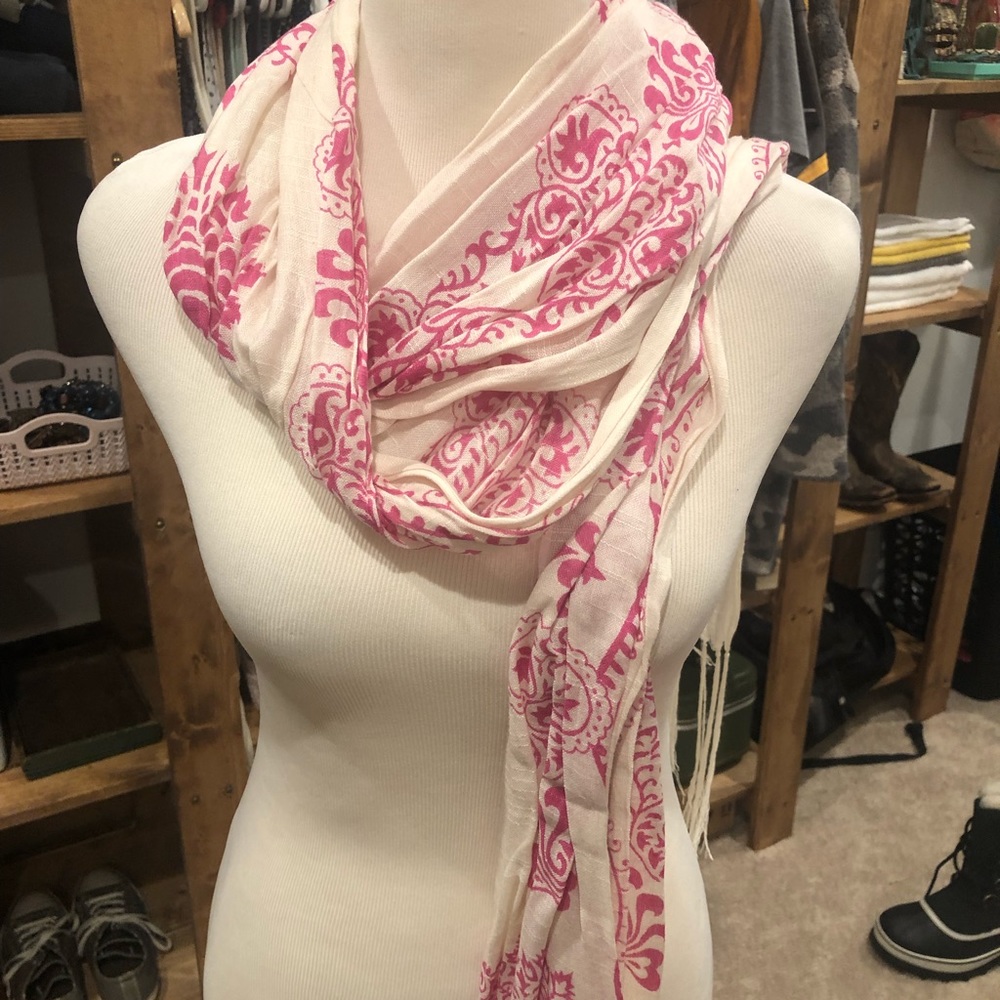 Scarf - White and Pink